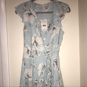 Free People Light Blue Wrap Ruffle Dress